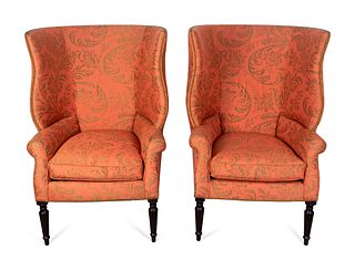 A Pair of Victoria Hagan Wainscott Wing Armchairs
Height 47 1/2 x width 33 1/2 x depth 34 inches.