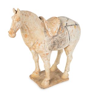 A Tang Style Painted Terracotta Horse
Height 13 1/2 x width 12 inches.