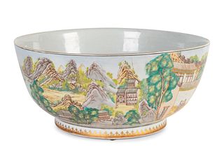 A Chinese Export Style Porcelain Punchbowl
Height 8 x diameter 15 1/2 inches.