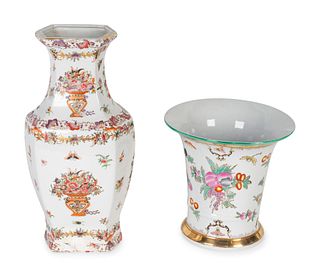 Two Chinese Export Style Porcelain Vases
Height 14 1/4 and 8 inches.