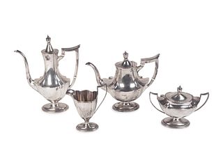 An American Silver Four-Piece Tea and Coffee Service
Height of coffee pot, 10 3/4 inches.