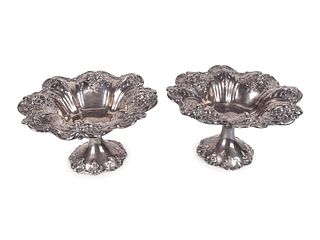 A Pair of American Silver Compotes
Height 4 3/4 x diameter 8 inches.