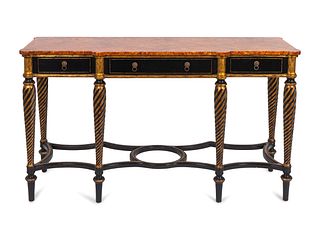 A Regency Style Painted Console
Height 34 x width 60 x depth 19 inches.