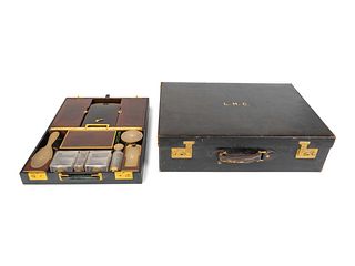  An Asprey Leather-Mounted Travel Case and a Cross Travel Case
Dimensions of Asprey case 4 x 10 x 14 1/2 inches; dimensions of Cross case 3 1/4 x 6 x 