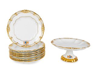 A Edouard D. Honore Paris Porcelain Dessert Service
Plate diameter 9 1/4 inches.