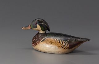 Turned-Head Wood Duck Decoy, A. Elmer Crowell (1862-1952)