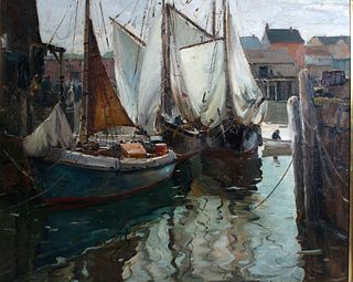 Anthony Thieme (1888-1954) Fishing Smacks