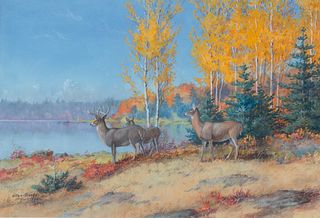 Allan Brooks (1869-1945) Deer in Fall