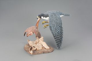 Peregrine Falcon and Bobwhite Quail, Wendell Gilley (1904-1983)