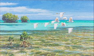 Jim Rataczak (b. 1965) Spanish Angels, Snowy Egrets