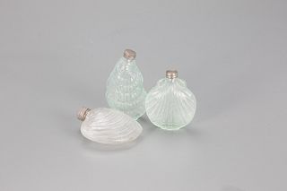 Three Glass Shellfish Flasks 