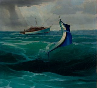 William Goadby Lawrence (1913-2002) Leaping Sailfish