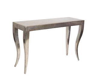 A Silver Leaf Console Table with Cabriole LegsHeight 38 x width 48 x depth 14 inches.