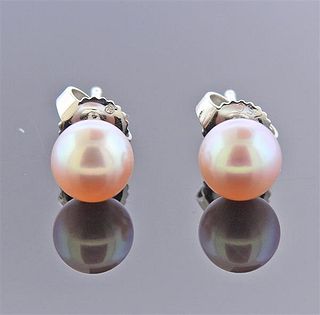 Mikimoto 18k Gold 6.6mm Pearl Stud Earrings 