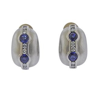 Kieselstein Cord Platinum Diamond Sapphire Earrings 