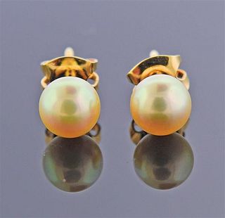 Mikimoto 18k Gold 6.2mm Pearl Stud Earrings