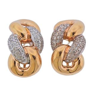 18K  Gold Diamond Link Earrings