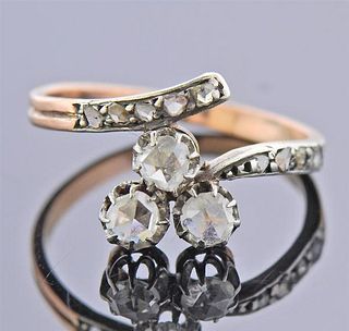 Antique 18k Gold Platinum Diamond Ring 