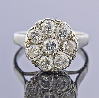 Platinum Old Mine Diamond Cluster Ring 