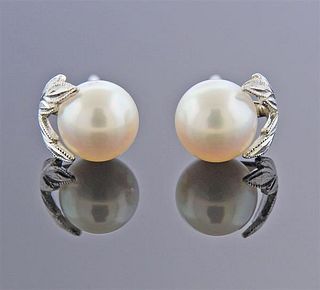 Mikimoto 18k Gold Pearl Stud Earrings 