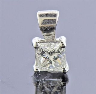 14K Gold Princess Diamond Pendant