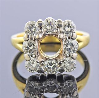 18K Gold Platinum Diamond Ring Mounting