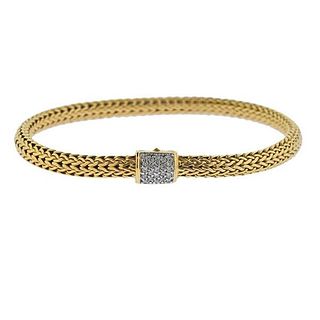 John Hardy Classic Chain 18K Gold Diamond Bracelet