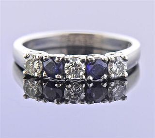 Platinum Diamond Sapphire Band Ring