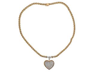 14k Gold Diamond Heart Pendant Necklace 