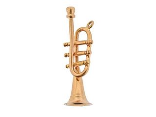 18K Gold Trumpet Charm Pendant