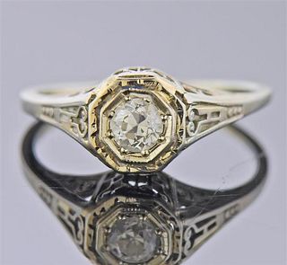 Art Deco 18K Gold Diamond Ring
