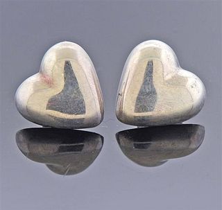 Tiffany &amp; Co Silver Heart Stud Earrings