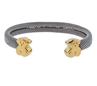Tous 18K Gold Steel  Bear Cuff Bracelet