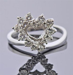 18K Gold Open Heart Diamond Ring