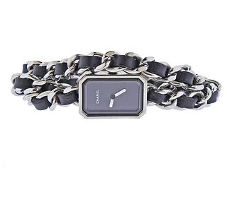 Chanel Premiere Rock Steel Leather Wrap Watch Bracelet H3749