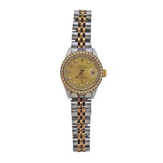 Rolex Datejust 18k Gold Steel Diamond Lady&#39;s Watch ref. 6917