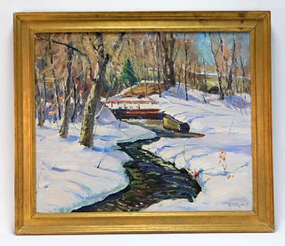 Antonio Cirino Frozen Stream Landscape Painting