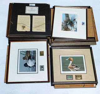 25PC Water Fowl Lithograph & Stamp Collection