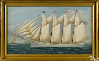 Reginald Eugene Nickerson (American 1915-1999), oil on canvas sail ship portrait