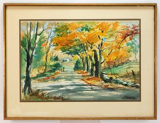 Spencer Crooks Autumnal Landscape WC Painting