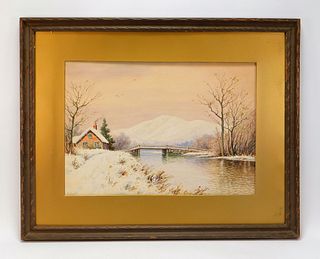 William Paskell Winter River Landscape Painting