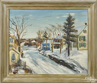 Walter Emerson Baum (American 1884-1956), oil on canvas winter landscape, signed lower left