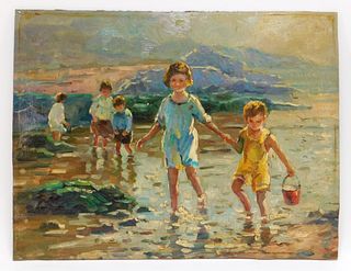 American Impressionist Beach Scene Painting
