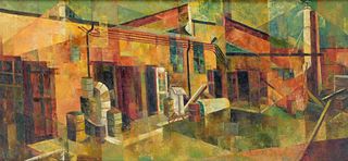 Ethel Margolies Cubist Landscape Painting