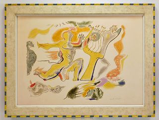 Andre Masson Orphee Surreal Abstract Aquatint