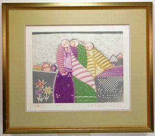 Eng Tay Modern Figurative Colored Etching