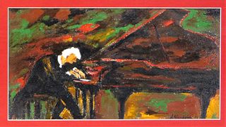 Modernist Piano Player Painting