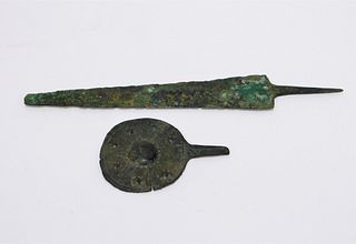 2PC Iron Age Bronze Dagger and Pin Group