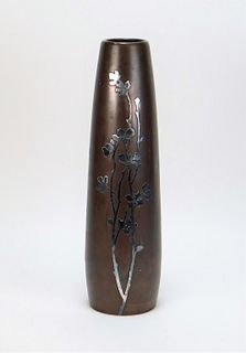 Attrib. Heintz Silver Overlay Art Metal Vase