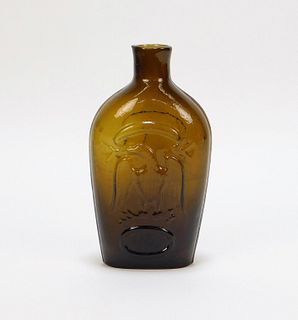 American Pressed Amber Glass Eagle Bottle